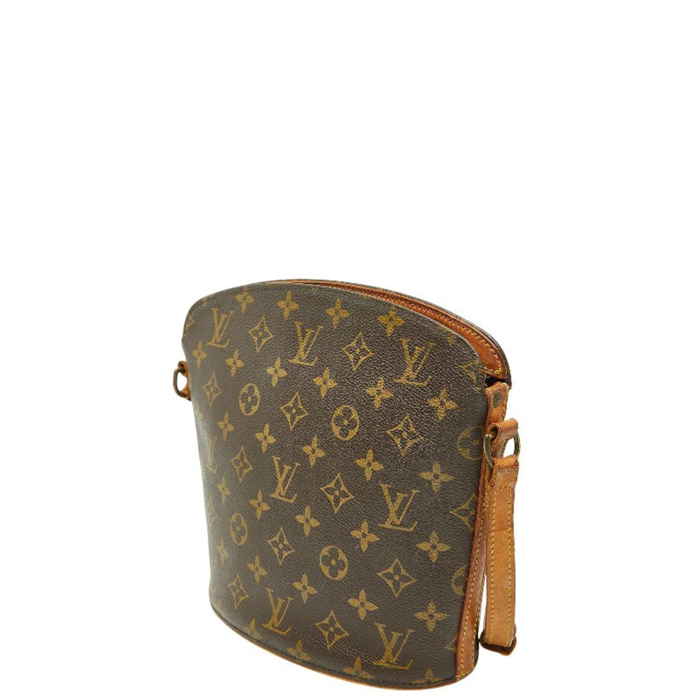 Louis Vuitton Druot Shoulder Leather Bag Monogram Crossbody Brown